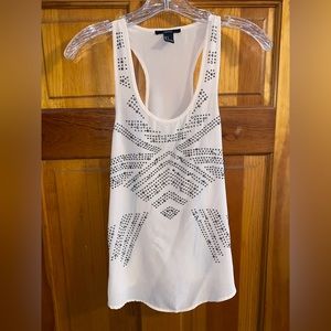 Silver beaded detailed tank top